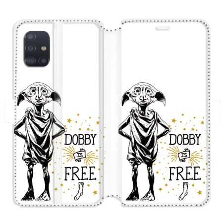 Housse cuir portefeuille pour Samsung Galaxy A51 WB License harry potter dobby Free B