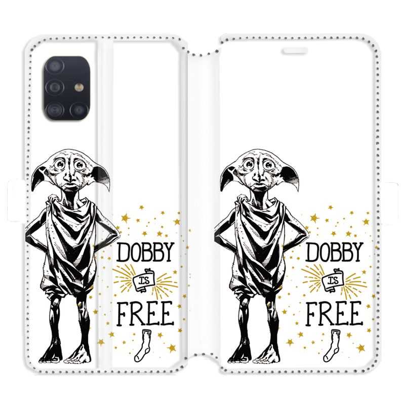 Housse cuir portefeuille pour Samsung Galaxy A51 WB License harry potter dobby Free B
