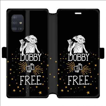 Housse cuir portefeuille pour Samsung Galaxy A51 WB License harry potter dobby Free N