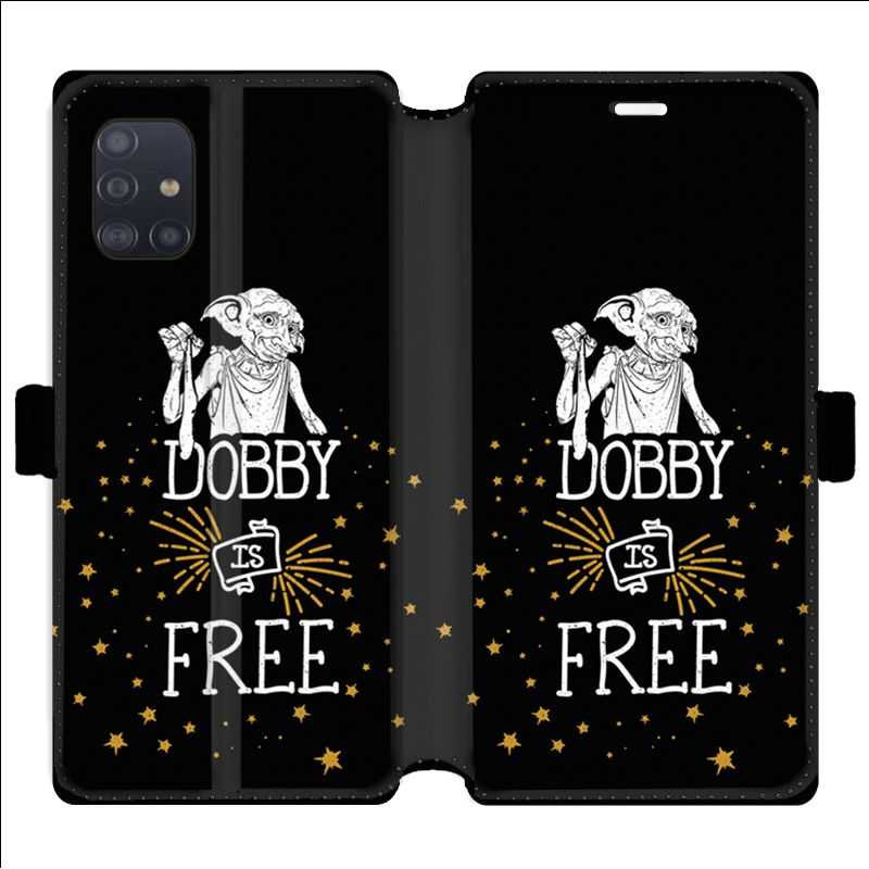 Housse cuir portefeuille pour Samsung Galaxy A51 WB License harry potter dobby Free N