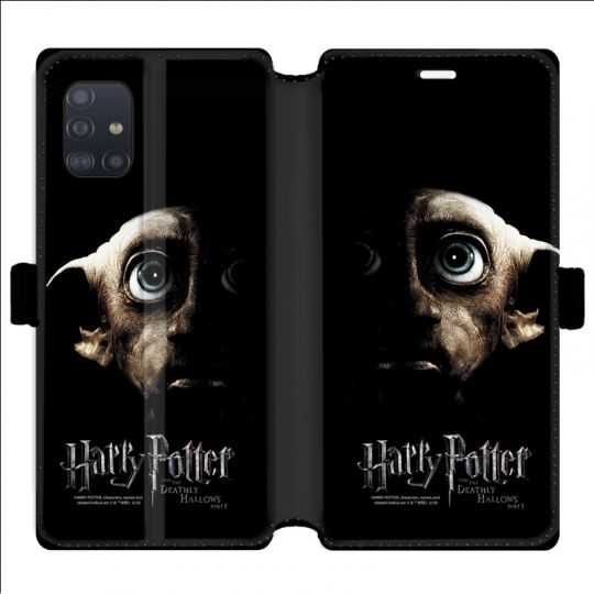 Housse cuir portefeuille pour Samsung Galaxy A51 WB License harry potter Hollows Dobby