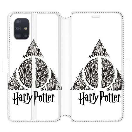 Housse cuir portefeuille pour Samsung Galaxy A51 WB License harry potter pattern triangle Blanc