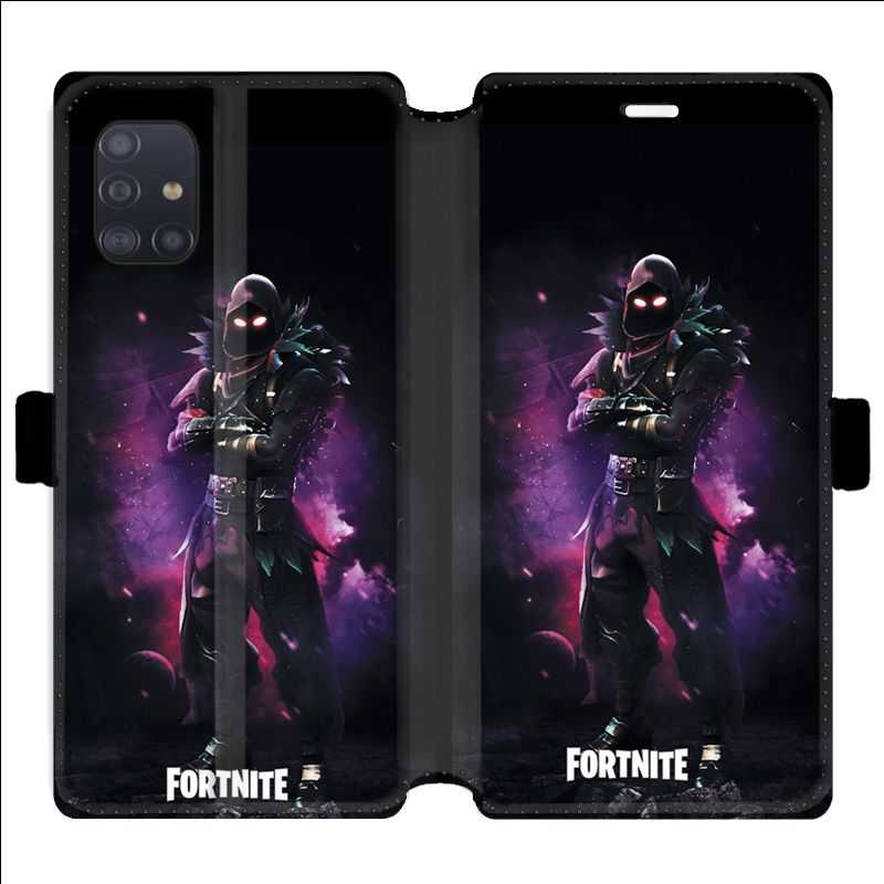 Housse cuir portefeuille pour Samsung Galaxy A51 Fortnite Raven