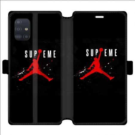 Housse cuir portefeuille pour Samsung Galaxy A51 Jordan Supreme Noir