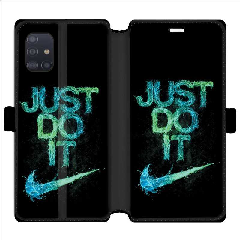 Housse cuir portefeuille pour Samsung Galaxy A51 Nike Just do it