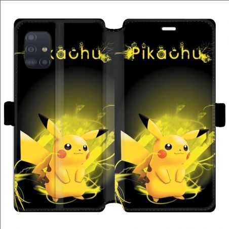 Housse cuir portefeuille pour Samsung Galaxy A51 Pokemon Pikachu eclair