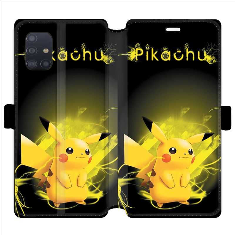 Housse cuir portefeuille pour Samsung Galaxy A51 Pokemon Pikachu eclair