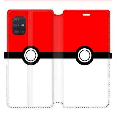 Housse cuir portefeuille pour Samsung Galaxy A51 Pokemon Pokeball