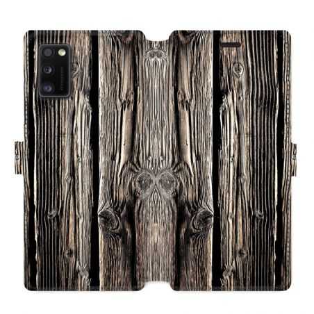 Housse cuir portefeuille pour Samsung Galaxy A41 Texture bois