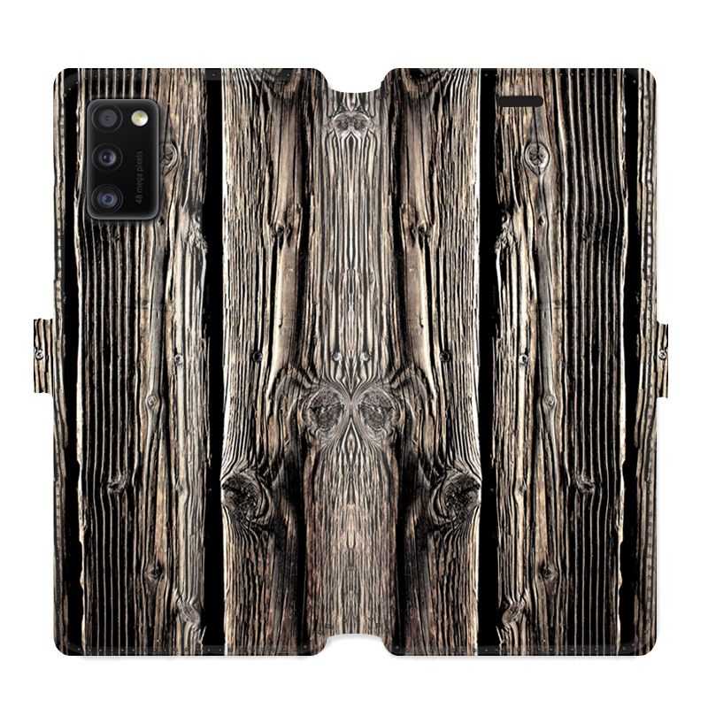 Housse cuir portefeuille pour Samsung Galaxy A41 Texture bois