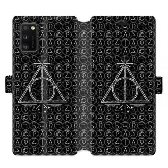 Housse cuir portefeuille pour Samsung Galaxy A41 WB License harry potter pattern triangle noir