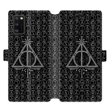 Housse cuir portefeuille pour Samsung Galaxy A41 WB License harry potter pattern triangle noir