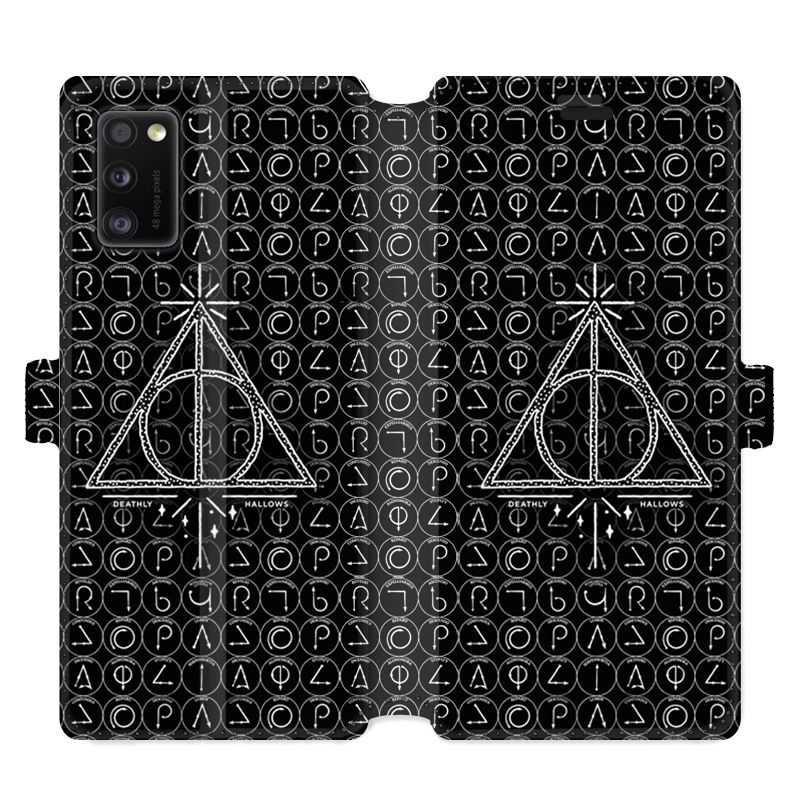 Housse cuir portefeuille pour Samsung Galaxy A41 WB License harry potter pattern triangle noir