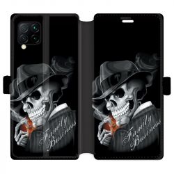 Housse cuir portefeuille pour Huawei P40 Lite tete de mort family business