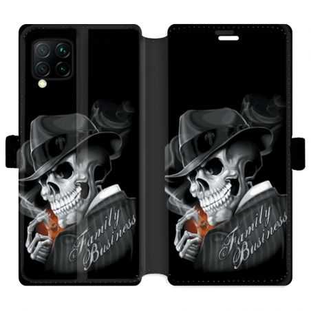 Housse cuir portefeuille pour Huawei P40 Lite tete de mort family business