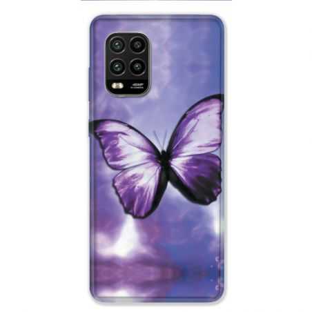 Coque pour Xiaomi Mi 10 Lite 5G - papillons violet et blanc