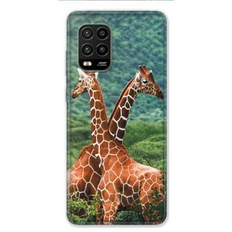 Coque pour Xiaomi Mi 10 Lite 5G - savane Girafe Duo