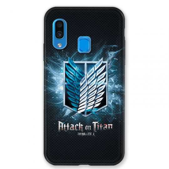 Coque pour Samsung Galaxy A40 Manga Attaque titans noir