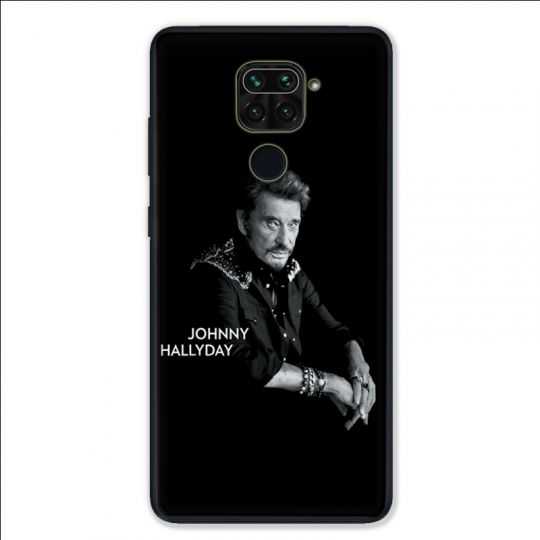 Coque pour Xiaomi Redmi Note 9 - Johnny Hallyday Noir