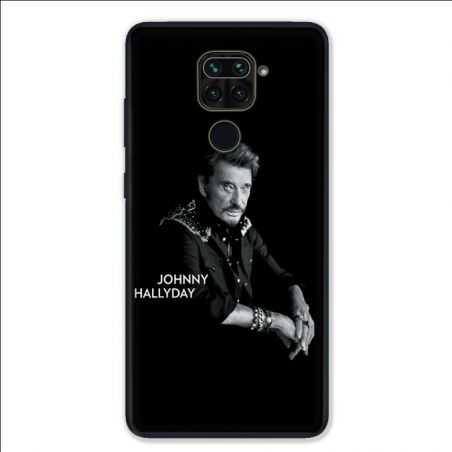 Coque pour Xiaomi Redmi Note 9 - Johnny Hallyday Noir