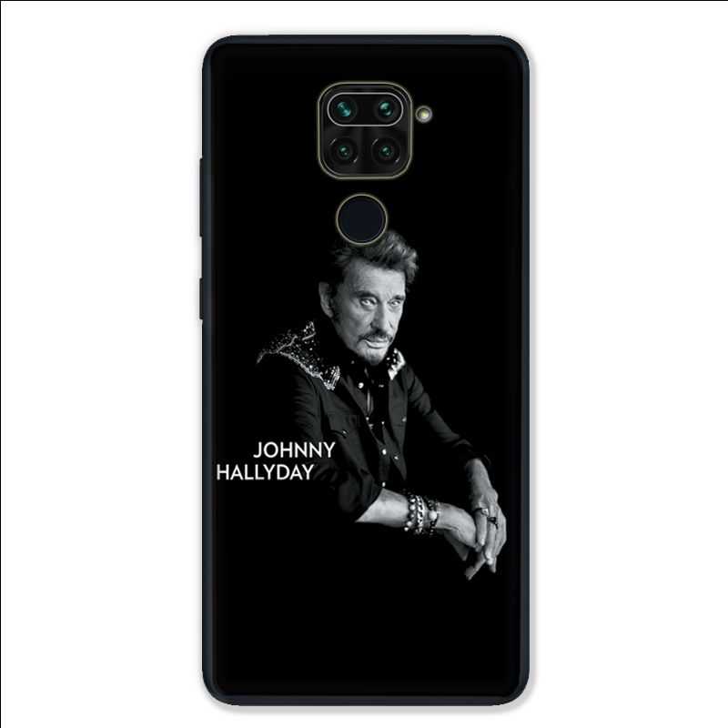 Coque pour Xiaomi Redmi Note 9 - Johnny Hallyday Noir