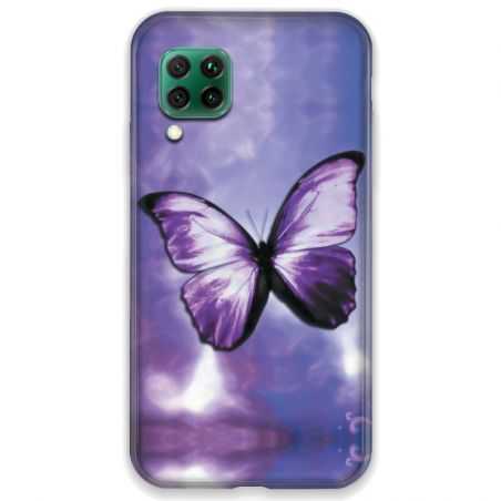 Coque pour Huawei P40 LITE papillons violet et blanc