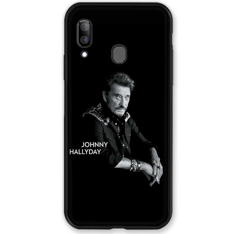 Coque pour Samsung Galaxy A20e Johnny Hallyday Noir