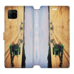 Housse cuir portefeuille pour Huawei P40 Lite Agriculture Moissonneuse