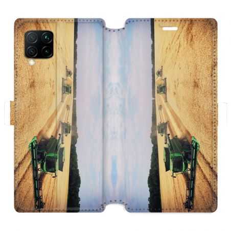 Housse cuir portefeuille pour Huawei P40 Lite Agriculture Moissonneuse