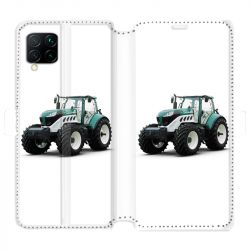 Housse cuir portefeuille pour Huawei P40 Lite Agriculture Tracteur Blanc