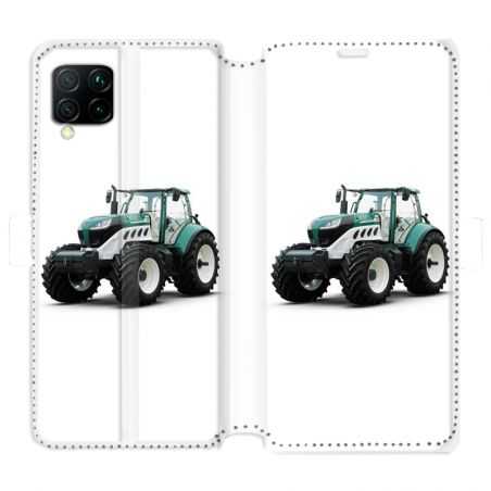 Housse cuir portefeuille pour Huawei P40 Lite Agriculture Tracteur Blanc