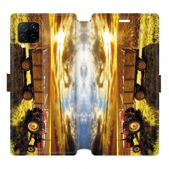 Housse cuir portefeuille pour Huawei P40 Lite Agriculture Tracteur color