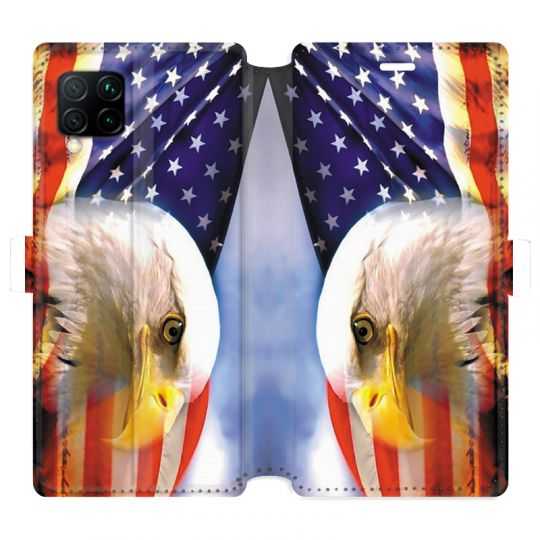 Housse cuir portefeuille pour Huawei P40 Lite Amerique USA Aigle