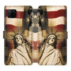 Housse cuir portefeuille pour Huawei P40 Lite Amerique USA Statue liberté