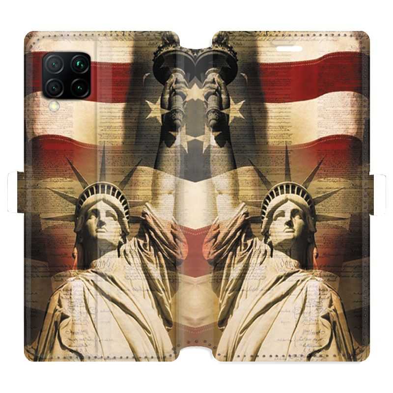 Housse cuir portefeuille pour Huawei P40 Lite Amerique USA Statue liberté