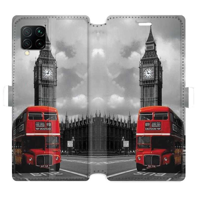 Housse cuir portefeuille pour Huawei P40 Lite Angleterre London Bus