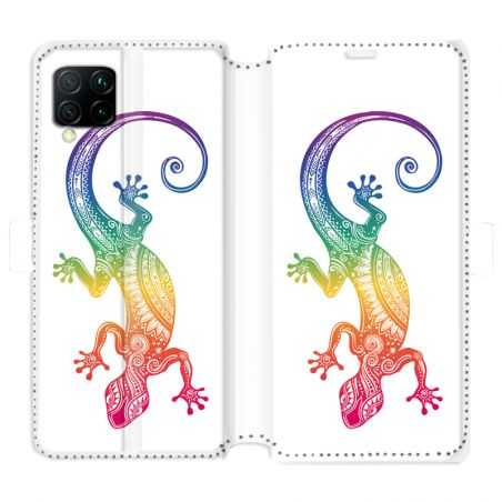 Housse cuir portefeuille pour Huawei P40 Lite Animaux Maori Salamandre color
