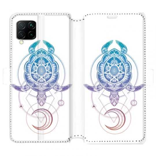Housse cuir portefeuille pour Huawei P40 Lite Animaux Maori tortue color