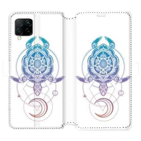 Housse cuir portefeuille pour Huawei P40 Lite Animaux Maori tortue color