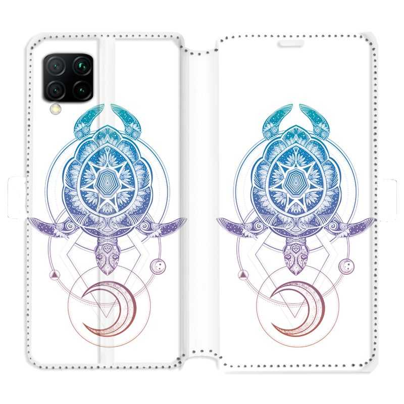 Housse cuir portefeuille pour Huawei P40 Lite Animaux Maori tortue color