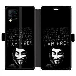 Housse cuir portefeuille pour Huawei P40 Lite Anonymous I am free