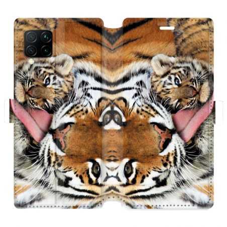Housse cuir portefeuille pour Huawei P40 Lite bebe tigre