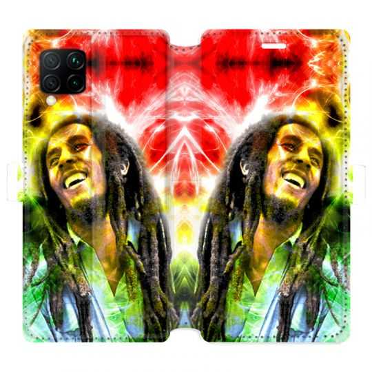 Housse cuir portefeuille pour Huawei P40 Lite Bob Marley Color