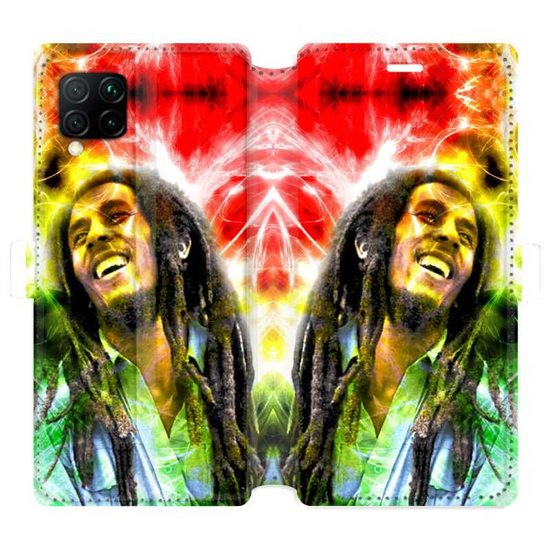 Housse cuir portefeuille pour Huawei P40 Lite Bob Marley Color