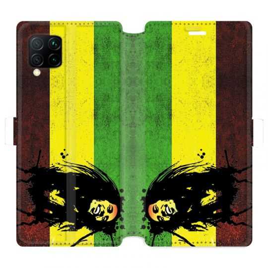 Housse cuir portefeuille pour Huawei P40 Lite Bob Marley Drapeau