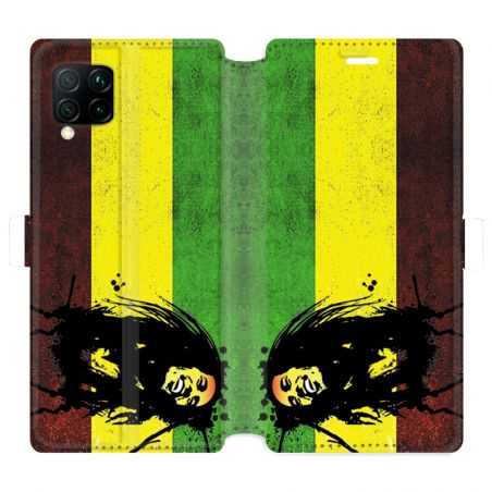 Housse cuir portefeuille pour Huawei P40 Lite Bob Marley Drapeau