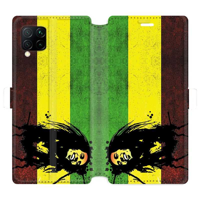 Housse cuir portefeuille pour Huawei P40 Lite Bob Marley Drapeau