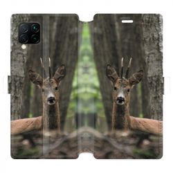 Housse cuir portefeuille pour Huawei P40 Lite chasse chevreuil Bois