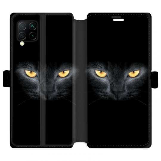 Housse cuir portefeuille pour Huawei P40 Lite Chat Noir