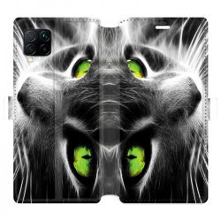 Housse cuir portefeuille pour Huawei P40 Lite Chat Vert